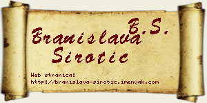 Branislava Sirotić vizit kartica
